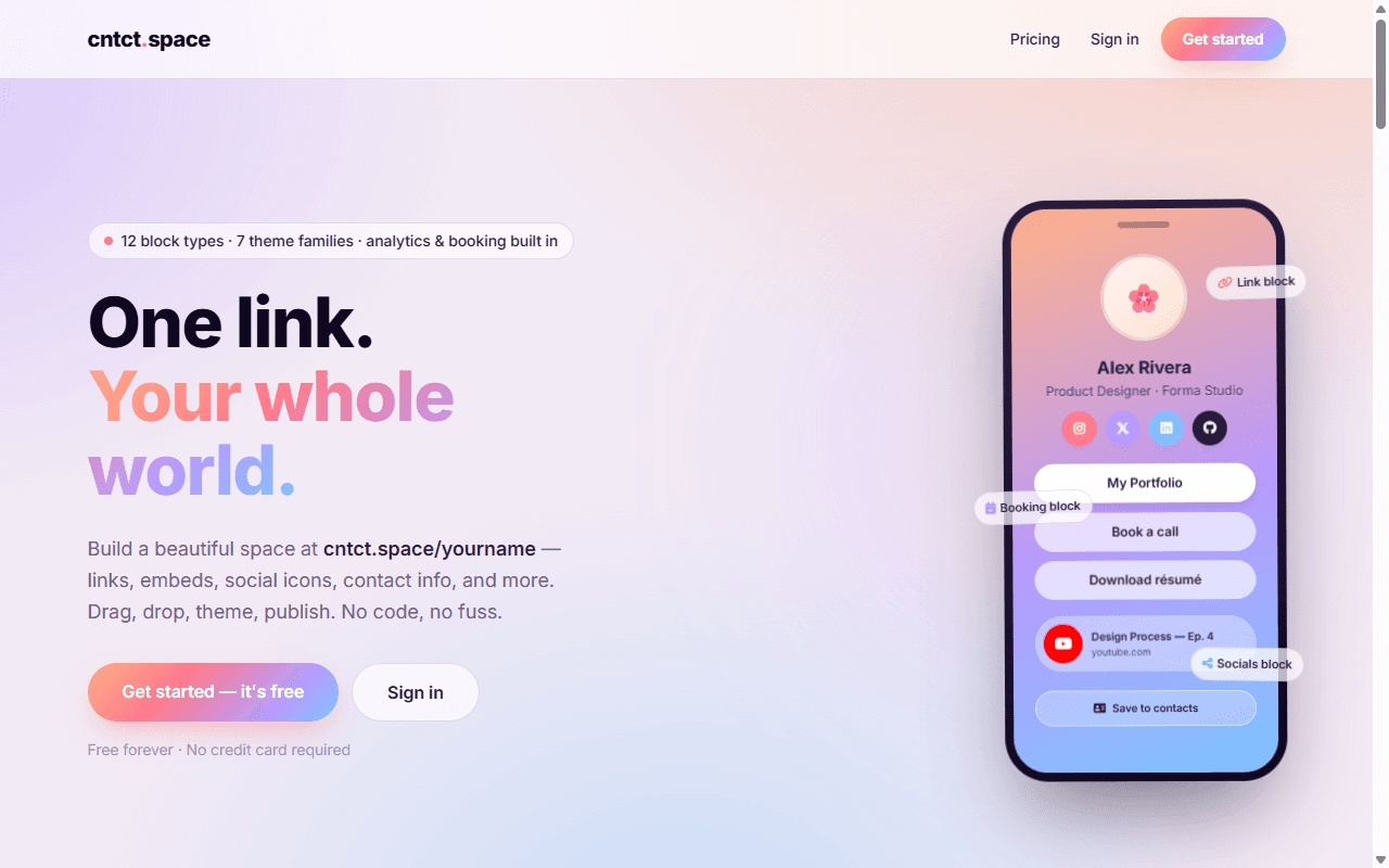 cntct.space — product screenshot